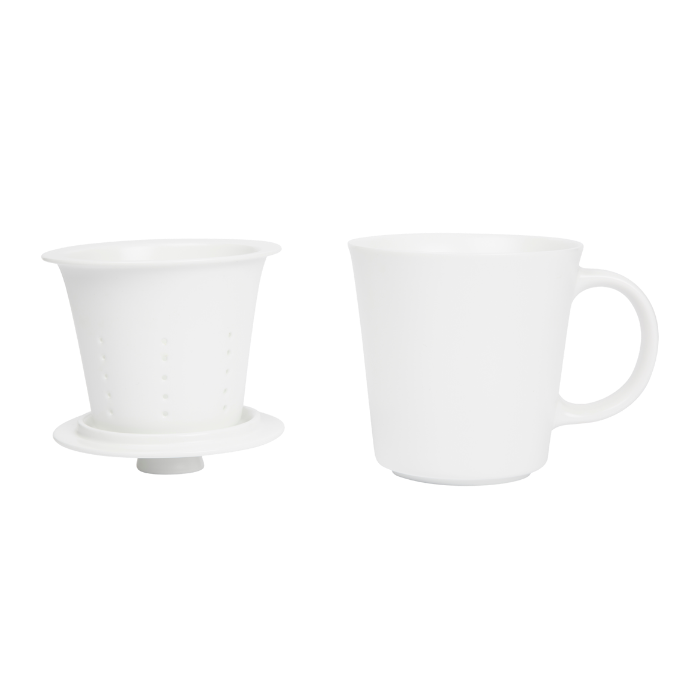 Large White Ceramic Teapot With Stainless Steel Infuser & Ceramic Base For Tealight